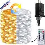 (Warm White ⇋ Cool White) 66Ft 200LED Fairy Lights Plug in, Waterproof with Remote Outdoor 8 Modes Christmas Lights Bedroom Decor, Twinkle Lights with Timer for Girl's Room Christmas Decorations