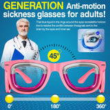 Hion 2 Pairs Adult Anti- Motion Sickness Smart Glasses, Ultra-Light Portable Nausea Relief Liquid Glasses, Carsickness Airsickness Seasickness Glasses, Kids Travel/Cruise Essentials（Pink+Black