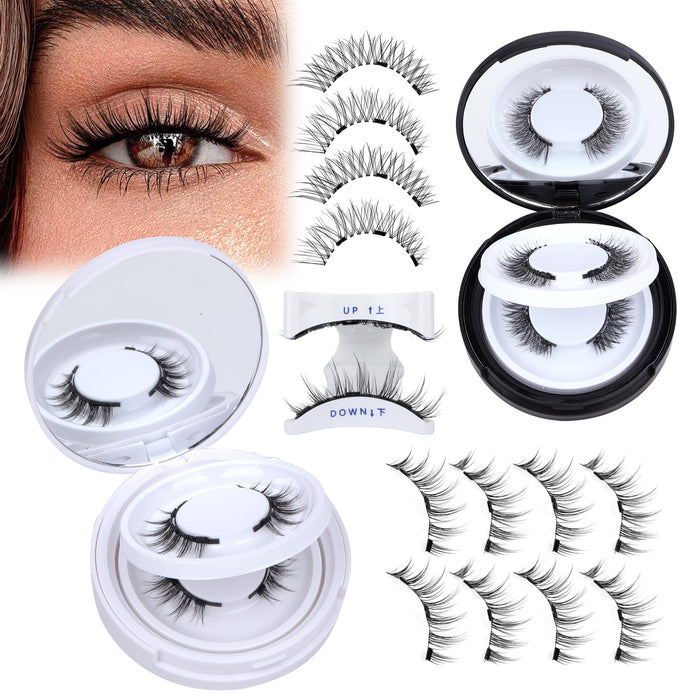 Magnetic Eyelashes Natural Look Clear Band Wispy Magnetic Lashes with Applicator Reusable Magnetic Eyelashes No Glue Needed Magnetic Lashes without Eyeliner False Eyelashes 4 Pairs 2 Pack by JIMIRE