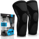 POWERLIX Knee Compression Sleeve (Pair) - Best Knee Brace for Knee Pain for Men & Women – Knee Support for Running, Basketball, Volleyball, Weightlifting, Gym, Workout, Sports - (Black XL)