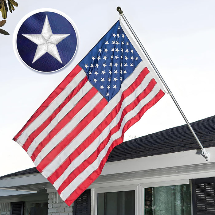 Tear Proof Series 100% Nylon Durable Heavy Duty Fabric Material,American flag 2.5 x 4 outdoor, Flag For Front Porch,Embroidered Stars, Sewn Stripes, Brass Grommets, All Weather Flag– Unmatched Durability in Any Weather