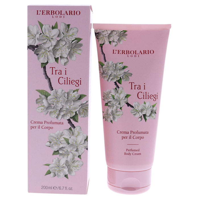 L’Erbolario Trai I Ciliegi Perfumed Body Cream - Moisturizing Cream for Dry Skin - Cherry Blossom Extract - With Coconut and Cocoa Butter - 6.7 oz