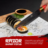 Alas Christmas Gifts Sushi Making Kit- Complete Sushi Making Kit for Beginners & Pros Sushi Makers, Perfect Sushi Making Kitchen Accessories Like Sushi Knife, 2 Sushi Mats, Rice Bazooka & More (Red)