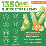 ForestLeaf Quercetin with Bromelain 1350mg - Blend with Vitamin C & Stinging Nettle Supplement, Quercetin 500mg Capsules, Non-GMO Gluten Free, Natural Immune & Respiratory Function, 90 Veggie Caps