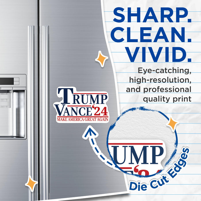 (2 Pack) Trump Vance 2024 Magnets - Trump for President 2024-2024 Election - 5 Inches On Longest Side - Premium Magnet - for Cars, Trucks, Skateboards, Laptops - Made in USA - TM003