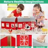 Farm Animals Toys for 3+ Year Old Toddlers Girls Boys, Big Wooden Barn Farm with Figures Animals Toy Pretend Play for Kids, Farm Playset Educational Learning Toys, Ideal Christmas Birthday Gifts