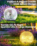 Garden Solar Ball Lights Outdoor Waterproof, 30 LED Cracked Glass Globe Solar Power Ground Lights for Path Yard Patio Lawn, Christmas Decoration Landscape Warm White(2 Pack 3.9'')