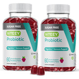 Probiotic Gummies for Women, Men & Teens, 2 Billion CFUs - Sugar Free - Immune Booster, Digestive Support, Gut Health - Vegan, Gelatin Free, GMO Free - Tasty Chewable Raspberry Flavored Gummy