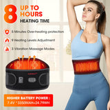 CUEHEAT Heating Pad for Back Pain Relief - Battery Powered Heating Wrap Lower Back Pain Relief for Men Heated Back Brace, Heat Pad with Massage for Back Belly Lumbar Spine Stomach Arthritis
