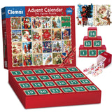 Advent Calendar 2024 Christmas Jigsaw Puzzle-1008 Pieces Christmas Countdown Calendar 24 Days Jigsaw Puzzles, Holiday Vintage Stamp Puzzles for Adults Kids,Xmas Gift for Boys and Girls