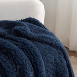 Bedsure Soft Navy Blue Throw Blanket for Couch, Fluffy Fuzzy Blankets & Throws for Bed, Sofa, Cozy Plush Sherpa Fleece Faux Fur Blanket, Thick Warm Christmas Blanket Gifts for Women, Men, 50x60