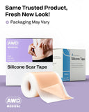 AWD Silicone Scar Sheets for Surgical Scars - Silicone Scar Tape for C Section, Tummy Tuck Tape, Keloid Treatment - Silicone Skin Patches After Surgery Must Haves (1.6" x 60" Roll, Pack of 3)