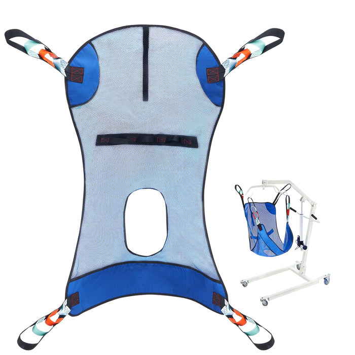 VEVOR Full Body Patient Lift Sling with Commode Opening, Patient Lift Medical Sling for Safe Bathing & Toileting, Polyester Patient Aid Commode Sling for Elderly, Bariatric, Disabled, Bedridden, 400LB