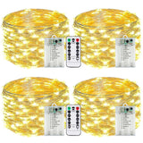 4-Pack 50 LED Fairy Lights Battery Operated with Remote Control Timer, 16 FT 50 LED String Lights Outdoor Indoor, 8 Mode Twinkle Lights for Christmas Wedding Birthday Party Bedroom Décor (Warm White)