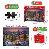 Advent Calendar 2024 Jigsaw Puzzle, 24 Days Christmas Countdown Calendar for Kids, 24 Boxs 1008 Pieces Puzzles for Boys and Girls Xmas Family Toys Gift for Teens Adults