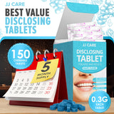 JJ Care Plaque Disclosing Tablets for Teeth - 150 Count Grape Flavored Disclosing Tablets for Kids and Adults, 5 Month Supply of Teeth Coloring, Individually Wrapped Plaque Tablets