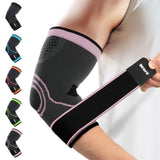 Rakiie Elbow Compression Sleeve 2 Pack, Elbow Brace for Tendonitis and Tennis Elbow, Pain Relief Elbow Brace for Men & Women, Elbow Sleeve for Golfer, Weightlifting Pink (S)
