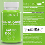 LongLifeNutri Diosmin Hesperidin Complex, Vascular Synergy 1000mg/300mg for Optimal Circulation, Vein Support, Leg Comfort & Smooth Blood Flow: 240 Capsules, 120 Servings, 4-Month Supply, Made in USA