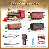 Hot Bee Train Set - Christmas Train with Remote Control Train Toys for Boys with Smokes, Lights and Sound,Toy Train Set for Under Christmas Tree, Toddler Model Trains for 3 4 5 6 7 8+ Years Old Kids