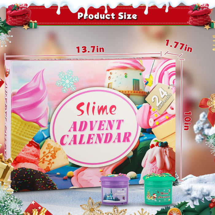 Advent Calendar 2024-24 Days Christmas Countdown Calendar Gift Box with DIY Fluffy Slime Kit - Slime Advent Calendar 2024 Xmas Gifts for Toddler Kids Teens Girls Boys 4 5 6 7 8 9 10 11 12 Year Old