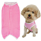 Dog’s Recovery Suit Post Surgery Shirt for Puppy, Wound Protective Clothes for Little Animals(Pink White Plaid-m)