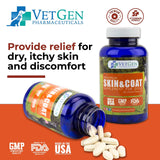 VetGen Maximum Skin & Coat Supplement | Beef Flavored Chewable Tablets for Dogs with Vitamin E, Alpha Linoleic Acid and Biotin to Help with Skin Inflammation, 240ct (4 Month Supply)