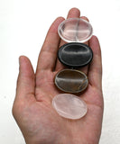 Set of 4 Thumb Worry Rubbing Stone for Anxiety Healing ~ Amethyst, Rose Quartz, Tigers Eye, Black Tourmaline Oval Cabochon Stone ~ Easy to Carry Natural Crystal Pocket Palm Stone