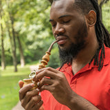 Handmade wooden smoking pipe (amber)