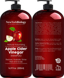 New York Biology Apple Cider Vinegar Shampoo and Coconut Avocado Oil Conditioner Set - Helps Restore Shine, Hair Gloss and Hydration for Dry Hair & Itchy Scalp - Clarifying & Nourishing - 16.9 Fl Oz