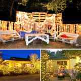 KNONEW 200FT 600 LED Outdoor Fairy Lights Plug in, Christmas Fairy Lights Outdoor Waterproof 8 Modes Memory Times for Wedding Bedroom Walls Garden Trees Decoration(Warm White)