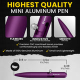 BASTION® Luxury Mini Bolt Action Pen, Lightweight Aluminum EDC Pen with Fine Tip, Professional Ballpoint Pen for School and Work - Purple