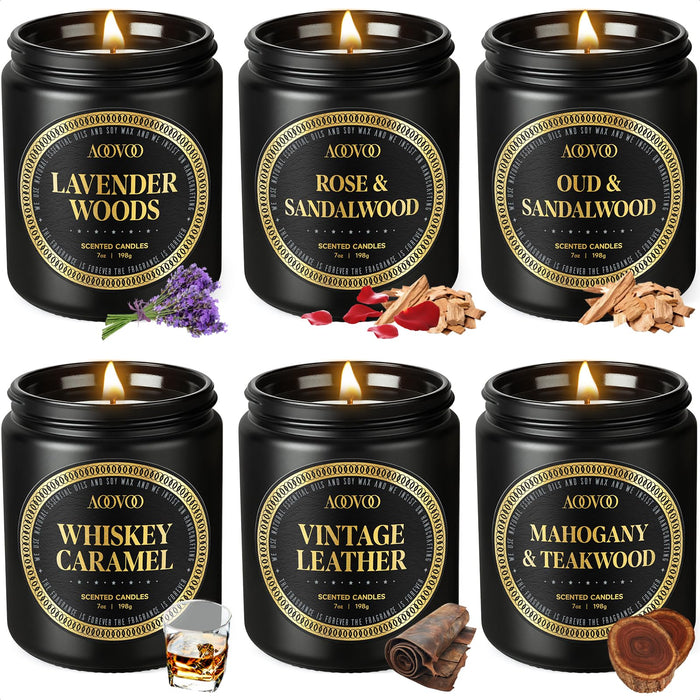AOOVOO Scented Candles Gift Set - 6 Pack Candles for Men