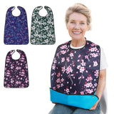 JFMkaer 3 Pack Adult Bibs for Women, Waterproof and Breathable Clothing Protector with Optional Crumb Catcher Washable Adult Bib for Elderly Seniors