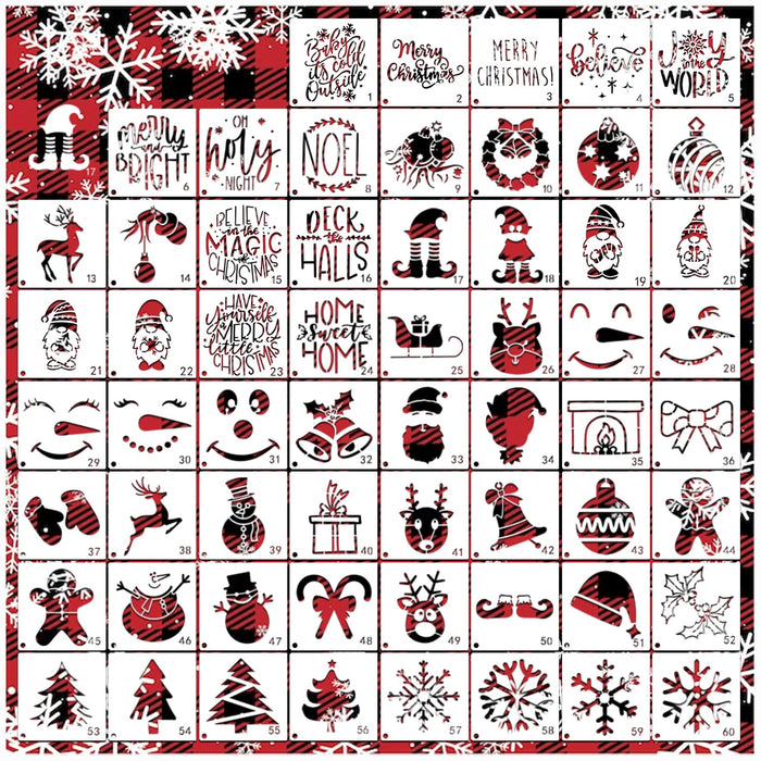 Small Stencils for Painting on Wood Reusable, 3 Inch Reusable Stencil for Craft Ornament Paint Template Stencils for Wall Card Rock Wood Signs Coasters Canvas Home Decor (Christmas)