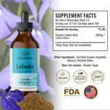 HERBAMAMA Lobelia Tincture - Organic Lobelia Herb Liquid Drops - Alcohol-Free - Vegan Supplement - 4 fl oz