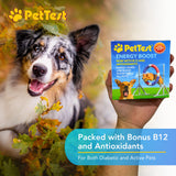 PetTest New Energy Boost Glucose SOS for Pets Instantly Increases Low Blood Sugar. B12 and Antioxidants 3x10ml Tubes. Fast Acting, Meat Flavoured, Rapid Recovery for Active or Diabetic Dogs & Cats.