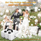 blessny 2-in-1 Fog Bubble Machine, Smoke Bubble Maker for Stage Halloween Christmas Birthday Party Wedding, 8000+Fog Filled Bubble Per Minute, 250W (White)