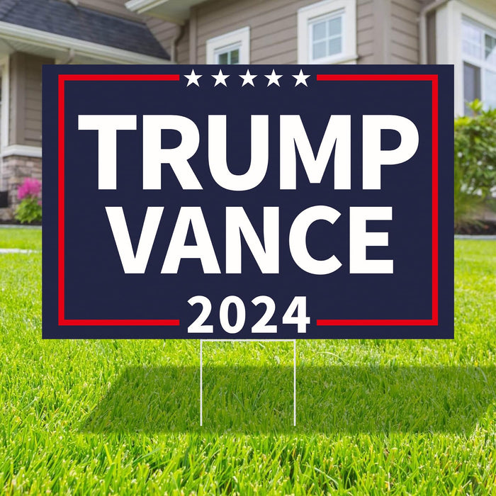 Probsin Trump Vance 2024 Yard Sign Double Sided 16" x 24" President Trump Vice President Vance MAGA Signs Voted for Trump Vance Outdoor Decorations for Lawn, Garden, Window, Party Supplies (Blue)
