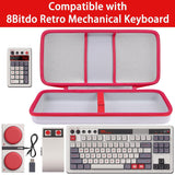 co2CREA Hard Travel Case Compatible with 8BitDo Retro 18 Mechanical Numpad (White Case and Red Zipper)