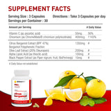 Citrus Bergamot SuperFruit PRO+ with 200mg Olive Leaf Extract - 47% BPF - 80% Polyphenols - 1350mg per Serving - Worlds Strongest - Backed by Clinical Studies - Made in The USA - 90 Caps