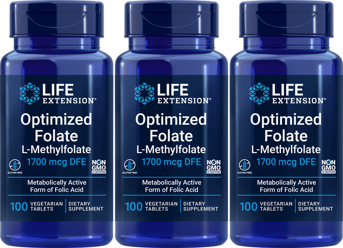 Life Extension Optimized Folate 1700 mcg DFE, 100 vegetarian tablets