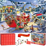 Advent Calendar 2024 Jigsaw Puzzle, 24 Boxes Packing 1008 Pieces Holiday Puzzle for Adults and Kids, Christmas Countdown Puzzles Gift Decorations, Warm Christmas Holiday Puzzles Gift (Santa)