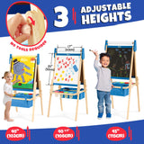 Belleur All-in-One Art Easel for Kids with 2 Paper Rolls & Deluxe Accessories, Adjustable Magnetic Double Sided Whiteboard & Chalkboard, Painting Kid Easel for Toddlers 2-8, Ideal Christmas Gift