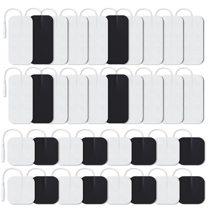 AUVON TENS Unit Replacement Pads Combination Set, 36 Packs 2 Sizes Electrodes for TENS Unit, Reusable and Latex Free Pigtail TENS Pads for Multiple Pain Relief (2mm Connector)