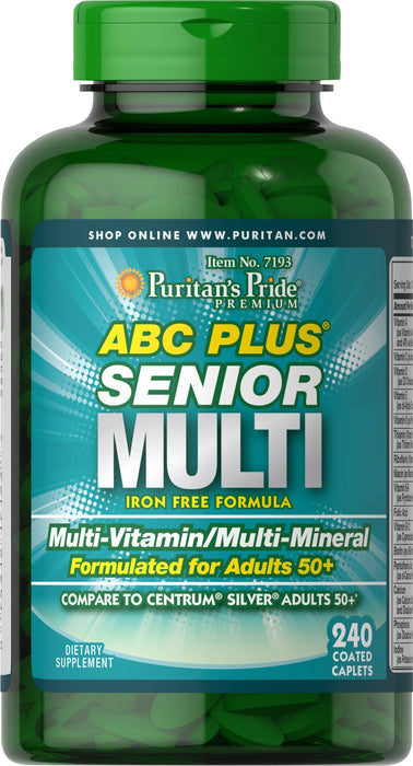 Puritan's Pride Abc Plus Senior Multivitamin Multi-mineral Formula Caplets, 240 Count