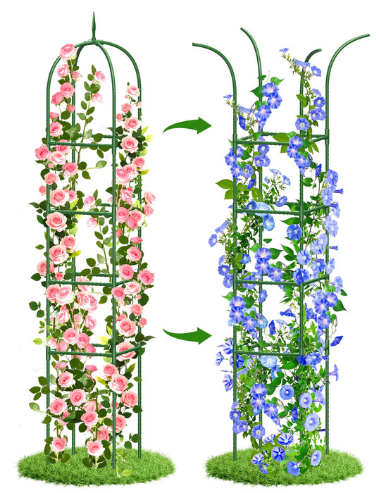 Trellis for Climbing Plants Outdoor, 6FT Garden Obelisk Rustproof PE Coated Metal Potted Plant Climbing Support, Thickened Tube Plant Tower Trellis for Clematis Vine Support Indoor (1 Pack)