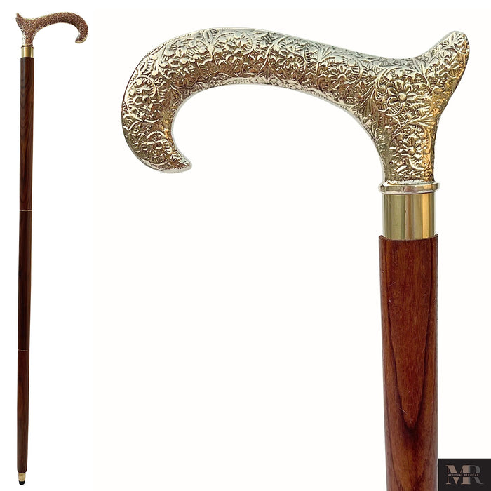MEDIEVAL REPLICAS Derby Canes and Walking Sticks with Brass Handle Affordable Gift Wooden Decorative Walking Cane Fashion Statement for Men/Women/Seniors/Grandparents