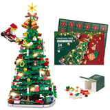 Advent Calendar 2024 Christmas Tree Building Toy Set with LED Light, Christmas Countdown Calendar Building Block 1100+PCS Set 24 Days Surprise Boxes Creative Gifts for Adults Teens Girls Ages 6+