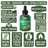 USDA Organic Grapefruit Seed Extract Liquid Drops Supplement. Vegan GSE Grapefruit Seed Extract For Women and Men. Zero Sugar, Non Bitter. For Immune, Digestive Support. Gluten Free Oil. Take Orally