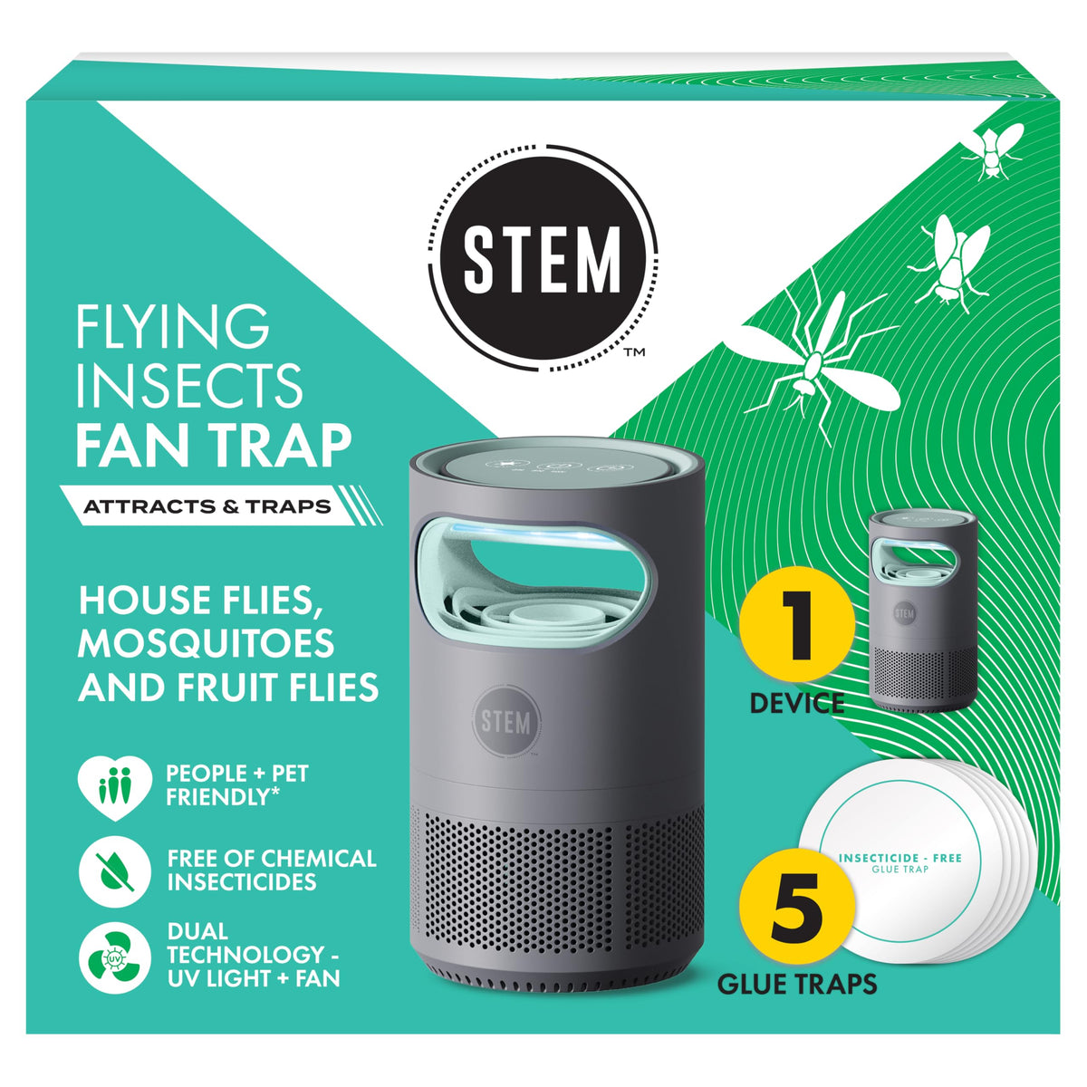 STEM Flying Insect Fan Trap for Indoor Bug Control, Attracts Mosquitoe